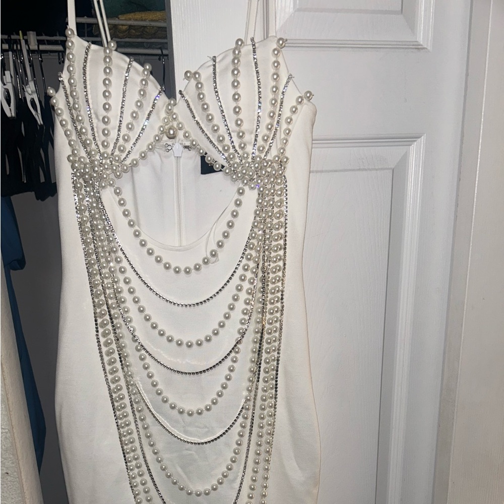 Pearl Embellished Midi Dress